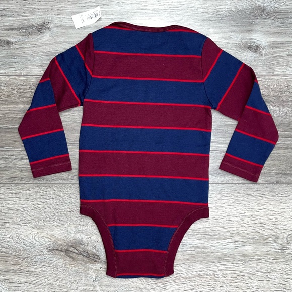 NWT Old Navy Striped Onesie Bodysuit 18-24 Months Blue Maroon - Picture 3 of 10